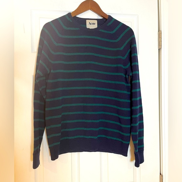 Acne Studios Other - ACNE STUDIOS WOOL MEDIUM WEIGHT CREWNECK SWEATER IN NAVY/GREEN STRIPES - MEDIUM